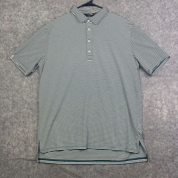 RLX Polo Ralph Lauren Green White Striped Short Sleeve Wicking Shirt XL Golf - Picture 1 of 9